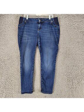 Gap Jeans Womens 32 Petite Blue Stretch Denim Maternity Adjustable Skinny